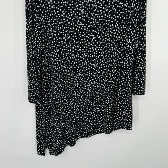 Susan Graver Womens Black Polka Dot Asymmetrical Hem Tunic Top knit Size large - Picture 3 of 10